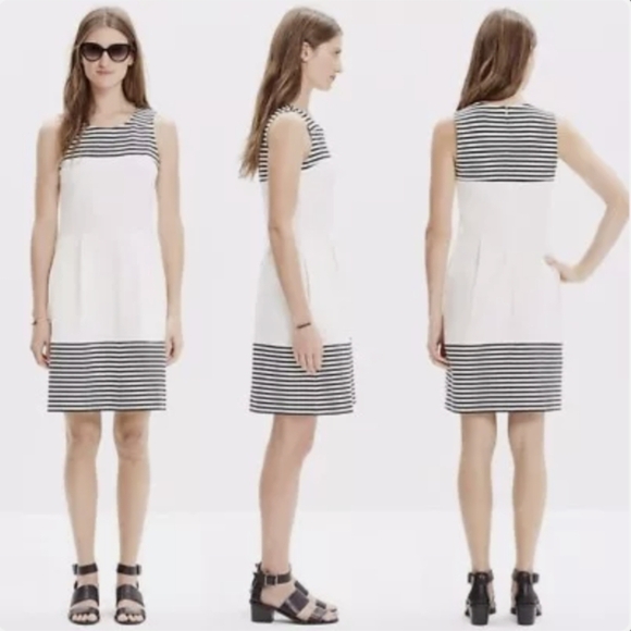 Madewell Dresses & Skirts - Madewell Striped Fit & Flare Verse Midi Dress, Color Black/White Size M